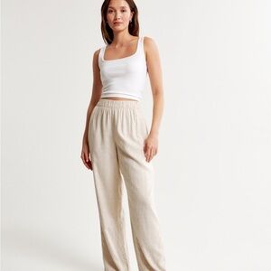 Abercrombie linen blend pull-on pant light beige